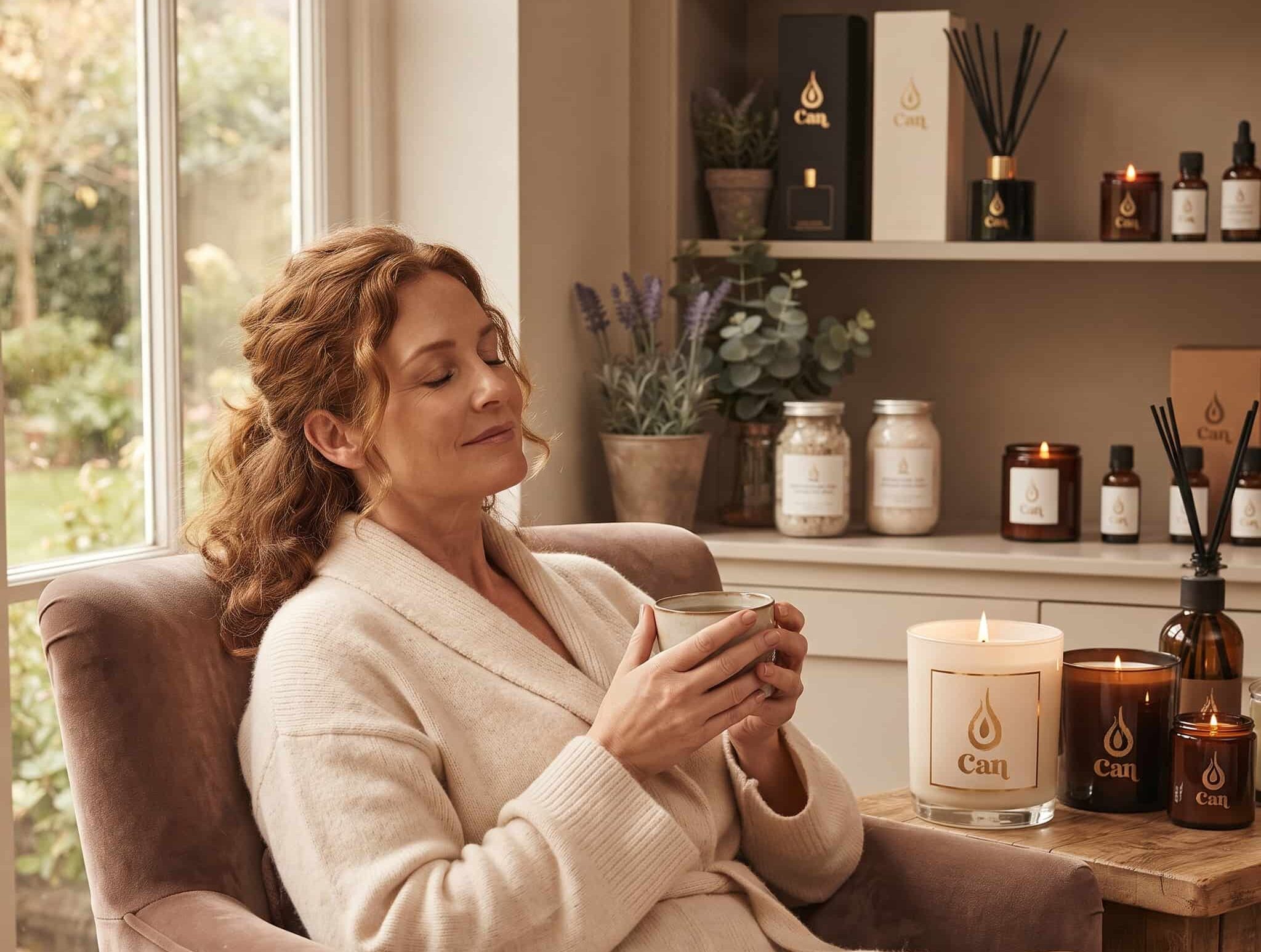 momento para cuidar de si, relaxamento e calma. Autocuidado com produtos aromáticos e velas da Can Candles.