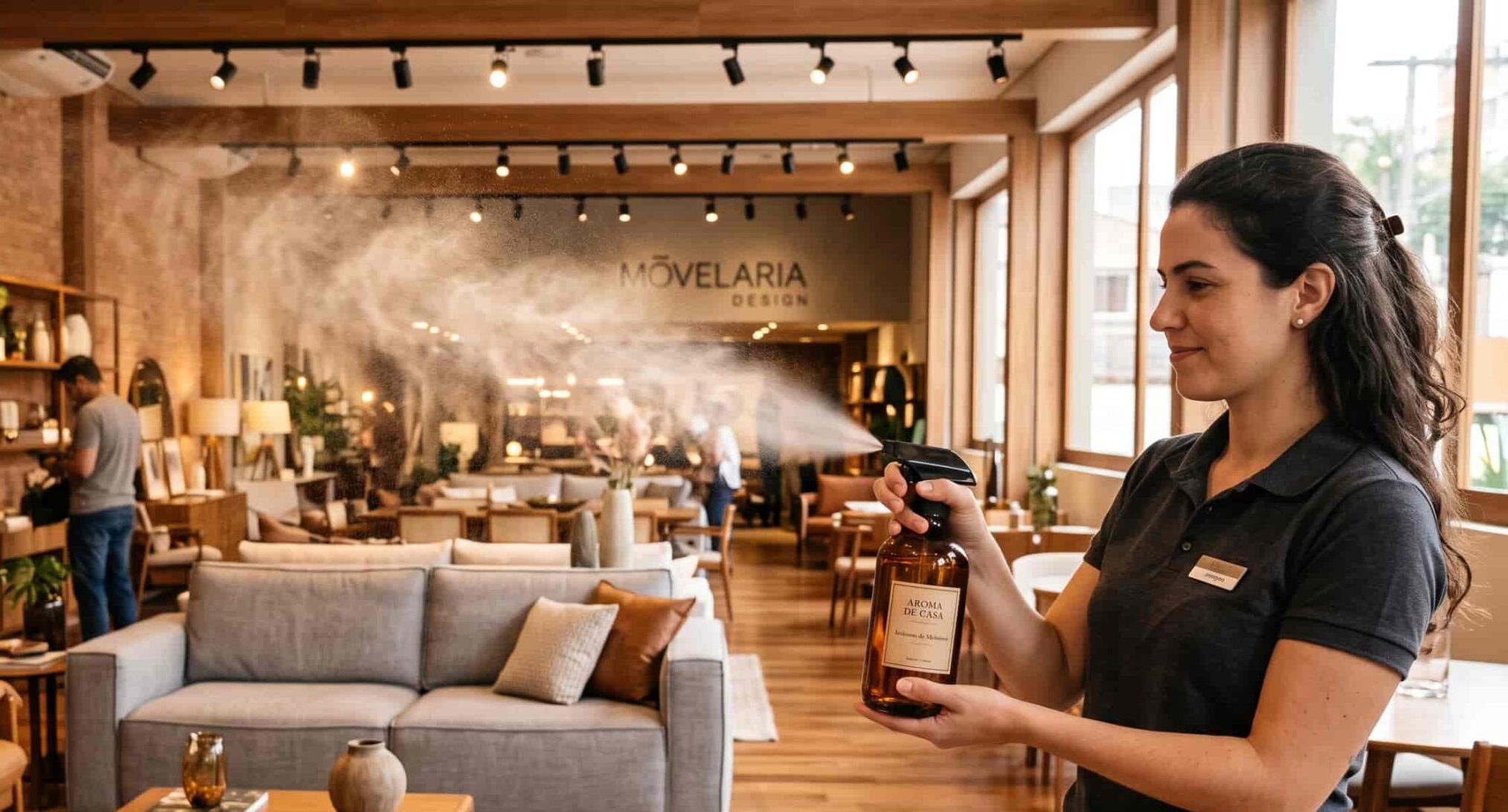 aroma sendo borrifado em loja para encantar clientes