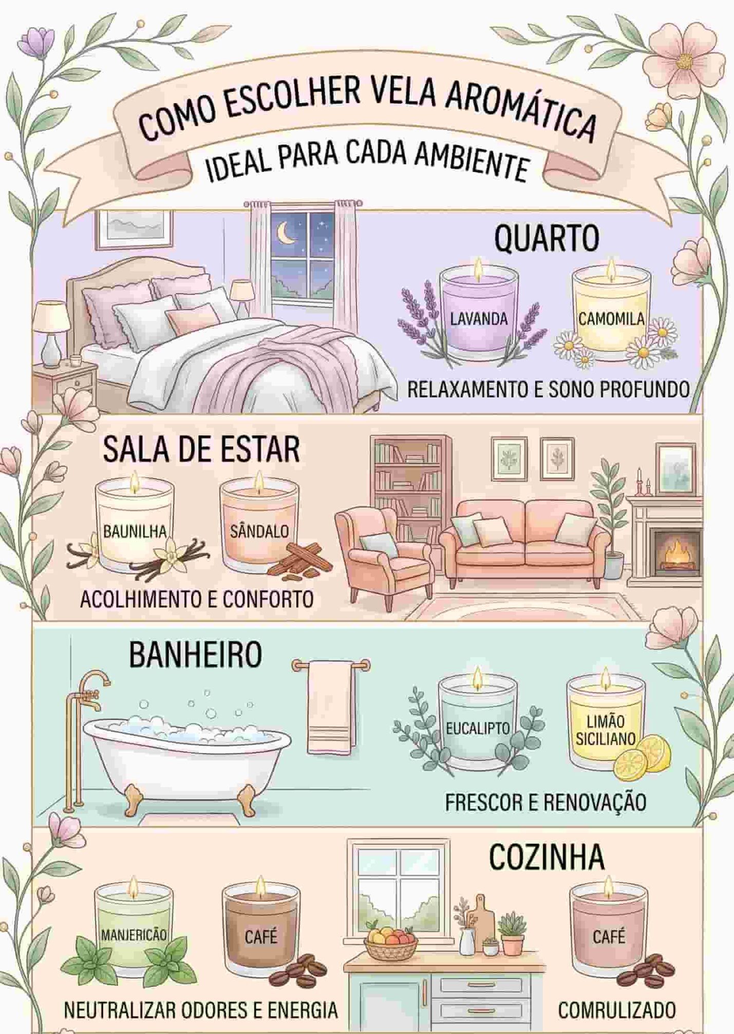 aromas sugeridos pela Can Candles para cada ambiente da casa