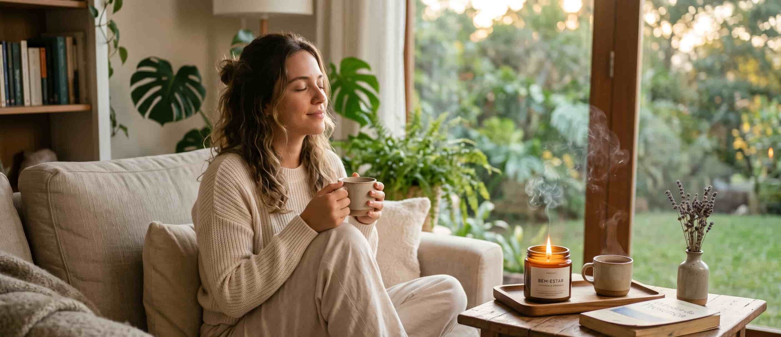 velas para relaxamento da Can Candles em um momento de bem estar