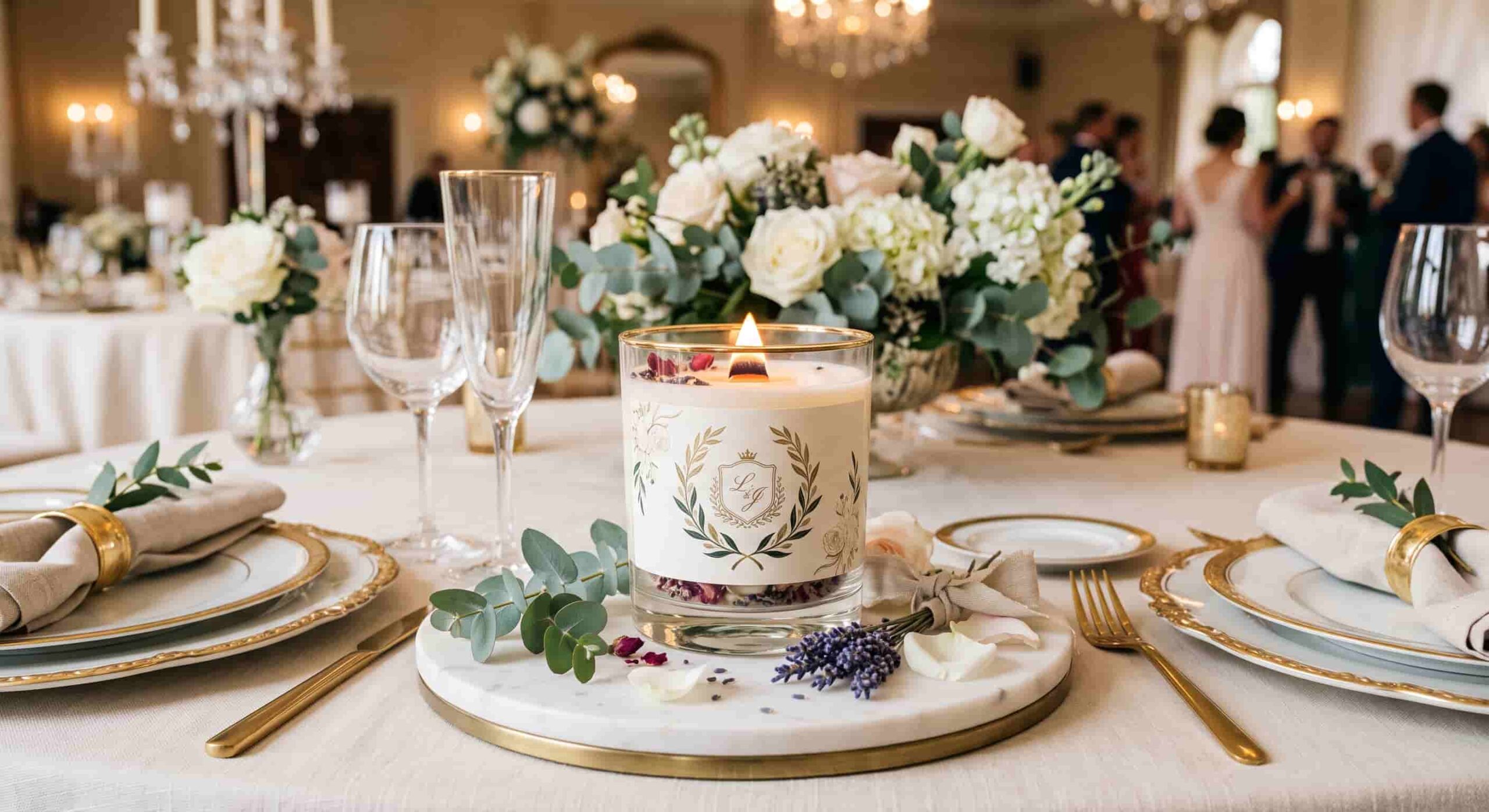 Velas aromáticas como brindes e lembrancinhas personalizadas para casamentos, feitas pela Can Candles